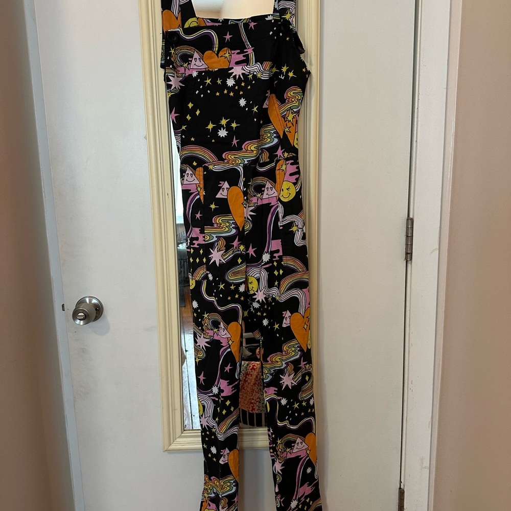 Nooworks Better Days Psychedelic Black Patterned Overalls Jumpsuit